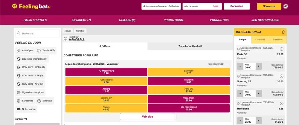 Parier sur le handball sur FeelingBet