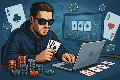 Joueur de poker en ligne en action