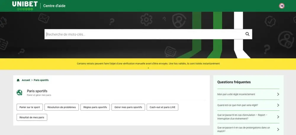 Unibet centre d'aide
