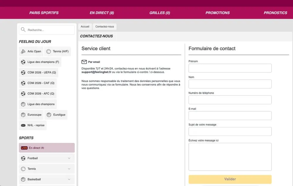 Le service Client de FeelingBet