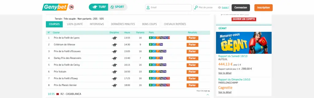 Les courses hippiques sur Genybet