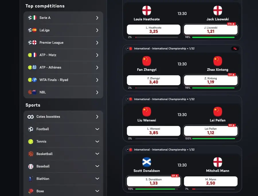 Les Sports sur Winamax