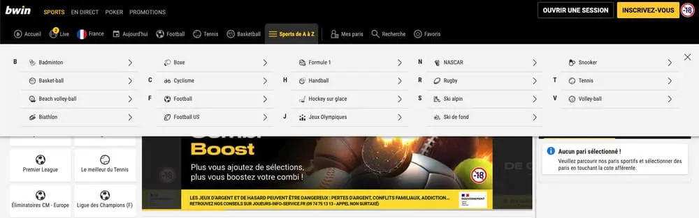 Les sports pour parier sur Bwin Sport