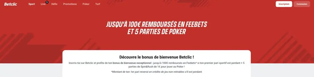 100 euros en free bets sur Betclic