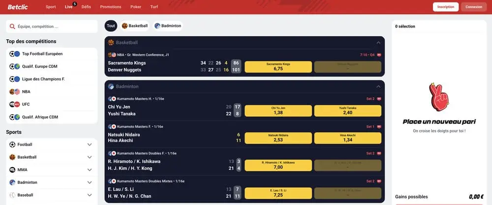 Le live betting de Betclic