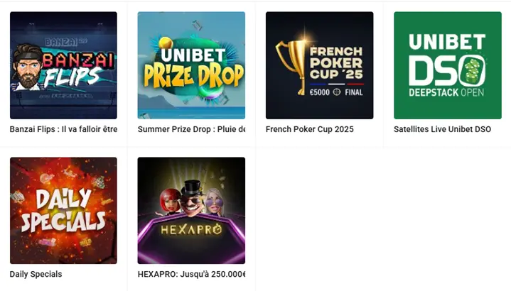 Les tournois de Unibet poker