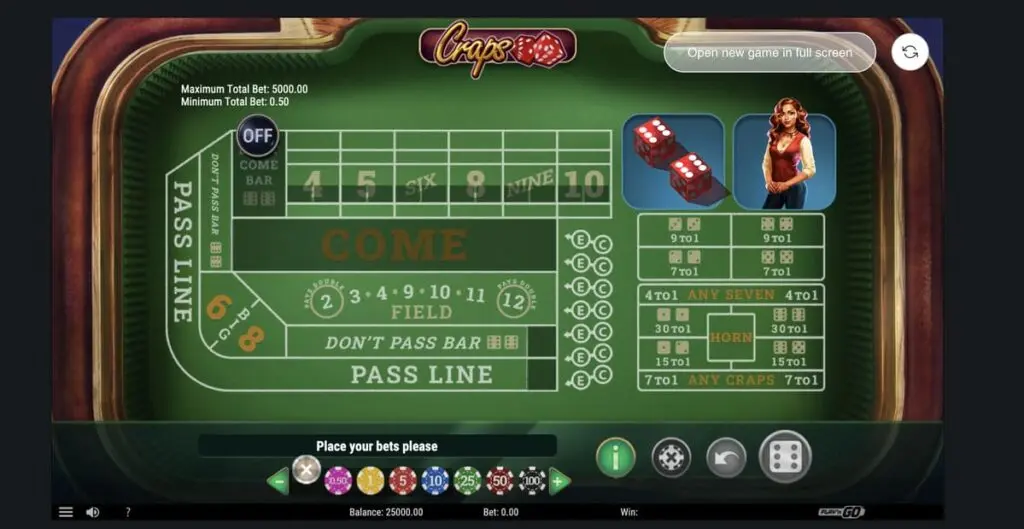 Craps demo de Playtech version classique