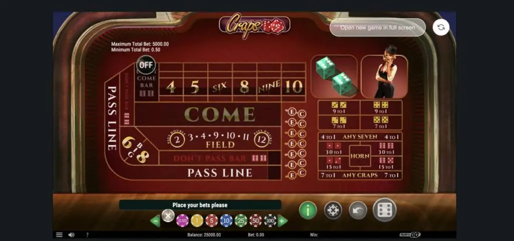 Demo Craps en ligne version Vintage de Playtech