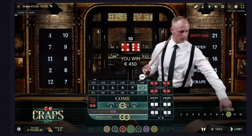 Le Craps en Live d'Evolution Gaming