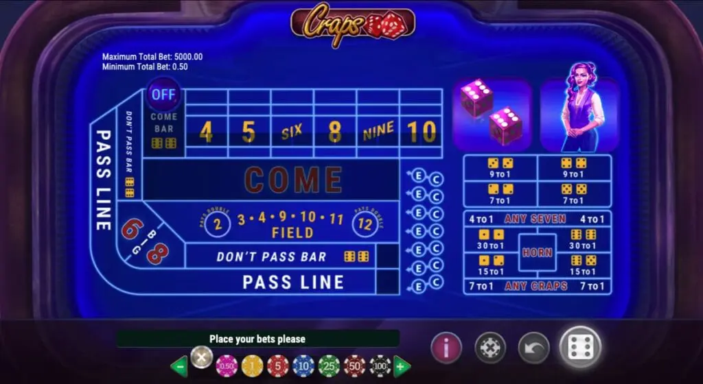 Craps en ligne version moderne de Play'n Go