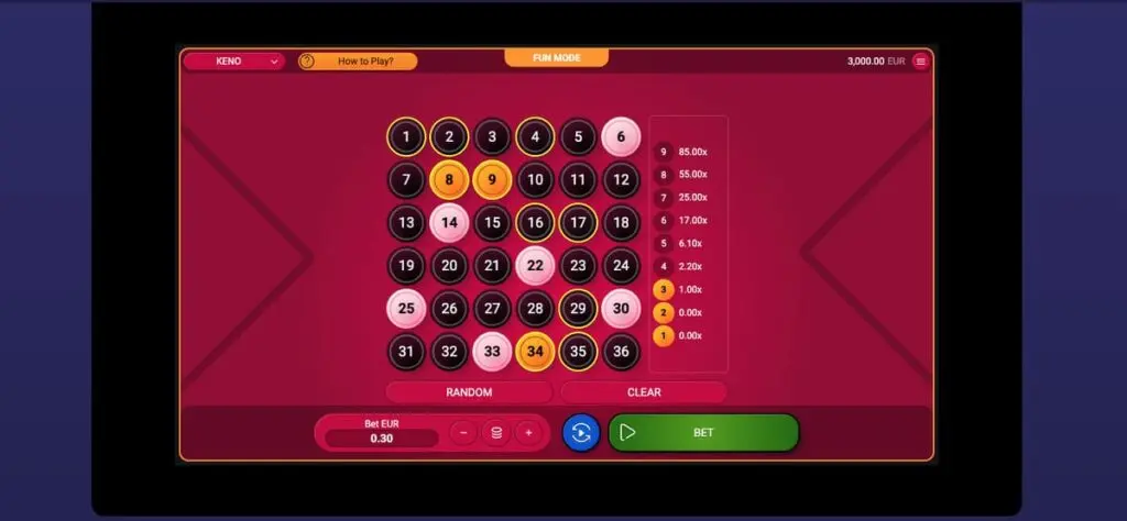 Le Keno gratuit de Sigma