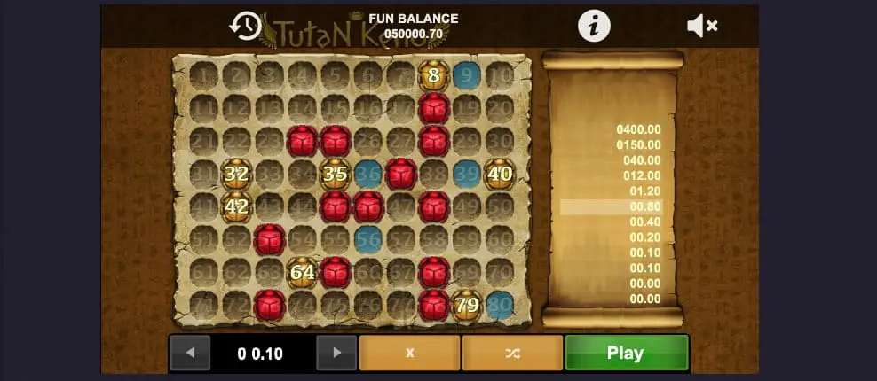 Tutan Keno de 1x2 Games