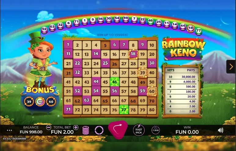 Rainbow keno de Caleta
