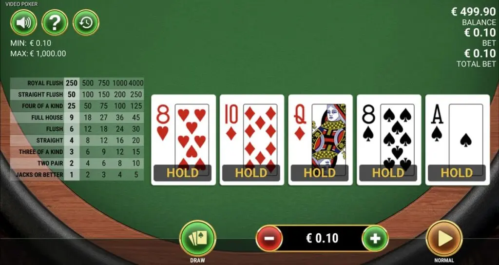 Video poker gratuit Game Art