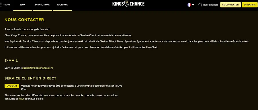 Service client Kings Chance