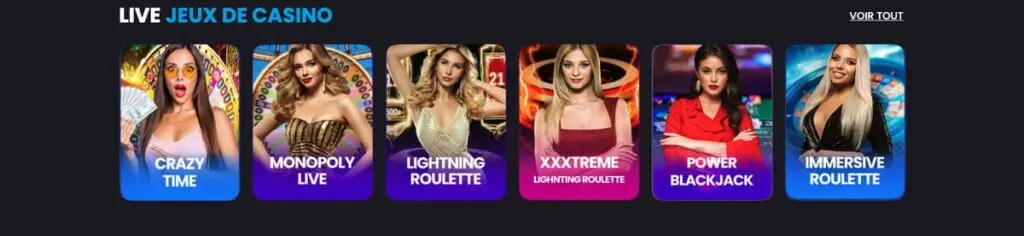 Live jeux de casino MyStake