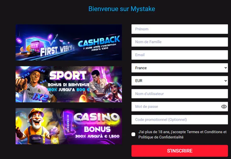 S'inscrire sur MyStake