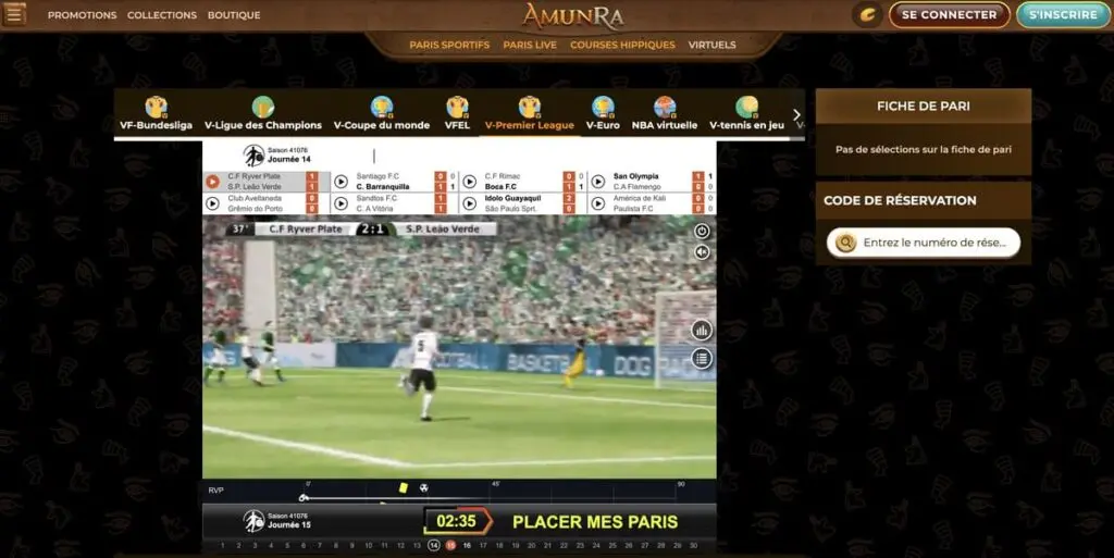 Paris sportis sur AmunRa casino
