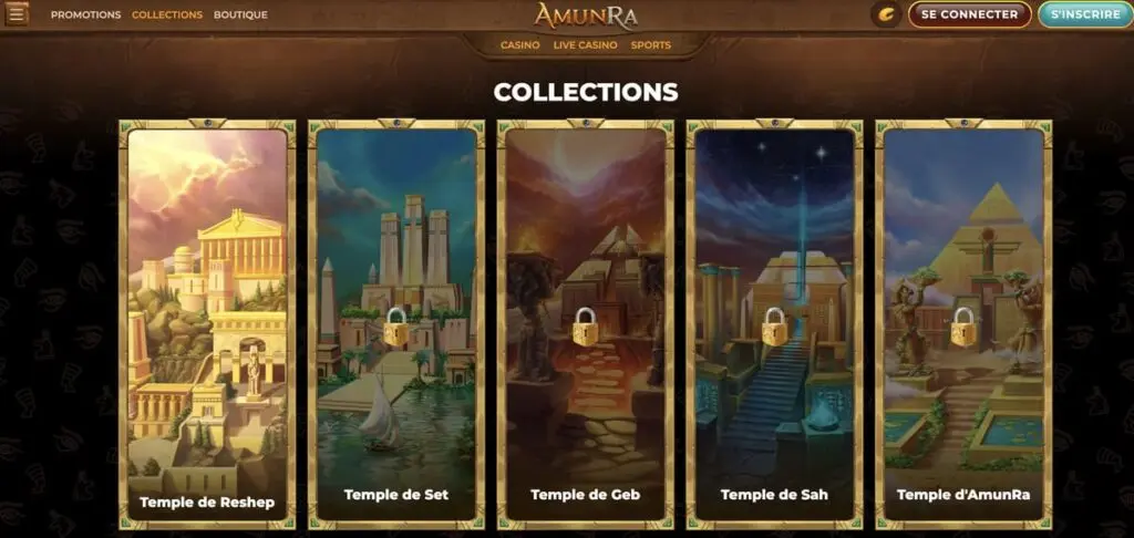 Les collections du casino AmunRa