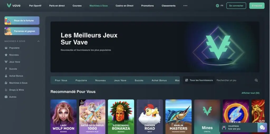 Le design du casino Vave