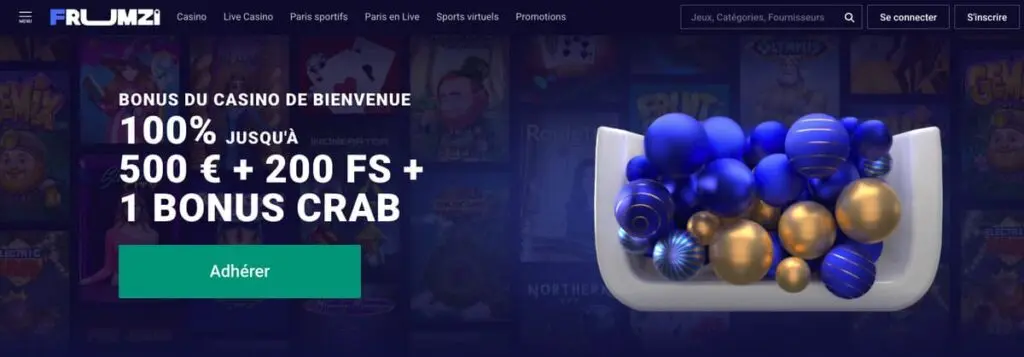 Bonus de bienvenue de Frumzi casino