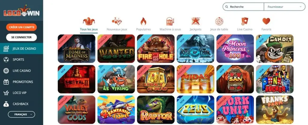 Jouer sur Locowin casino