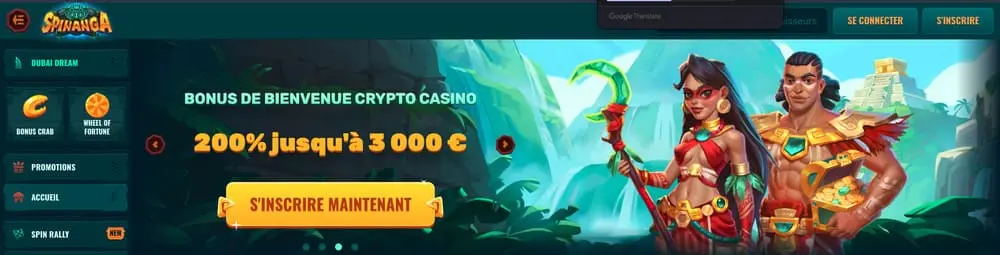 Bonus de bienvenue Crypto de Spinanga