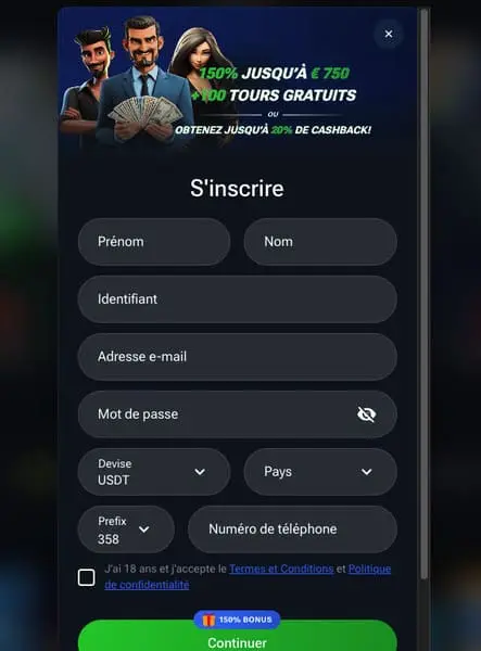 S'inscrire à Masterplay Casino