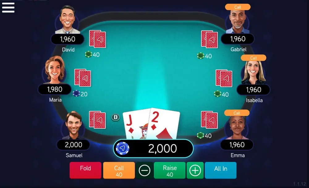 Partie de poker Texas Hold'em