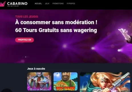 Casino Cabarino et son bar à bonus sans wagering