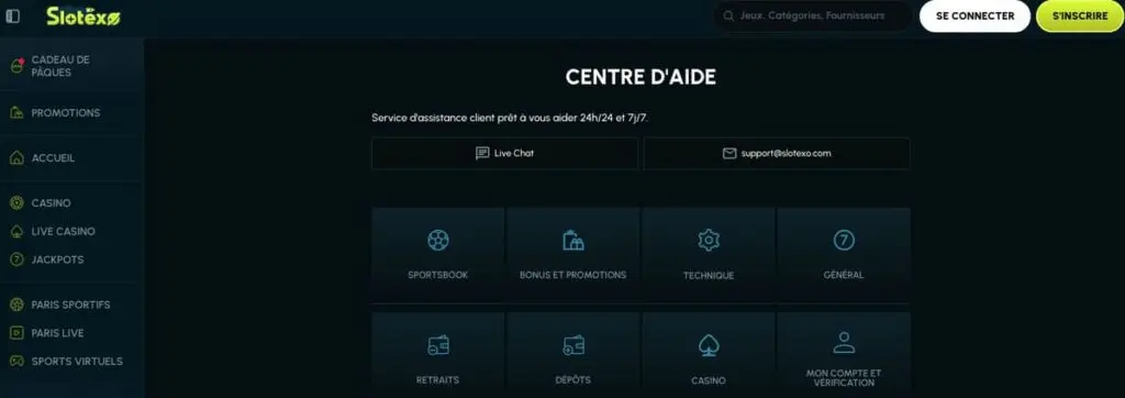 Centre d'aide de Slotexo