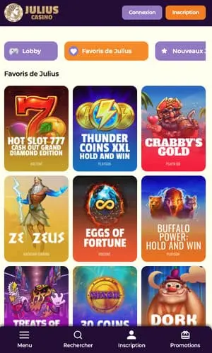 Jouer sur mobile avec Julius Casino