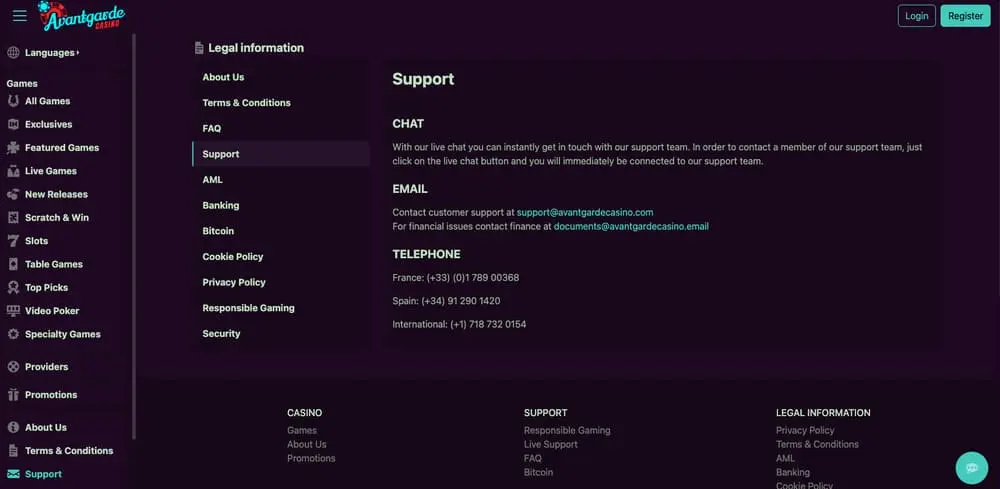 Avantgarde casino service client