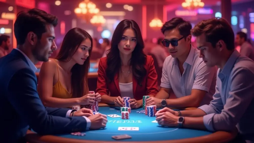 Joueurs de poker en ligne dans la poker room