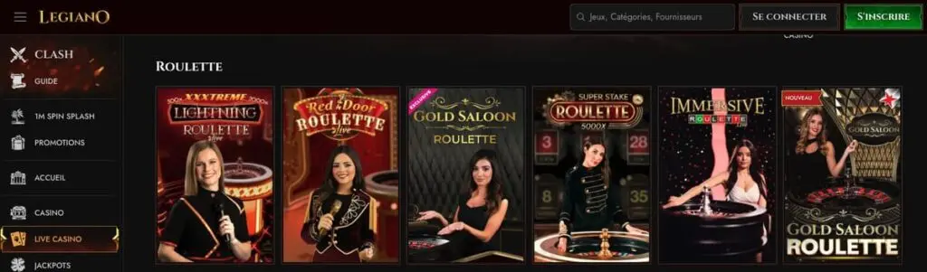 La roulette au live casino de Legiano