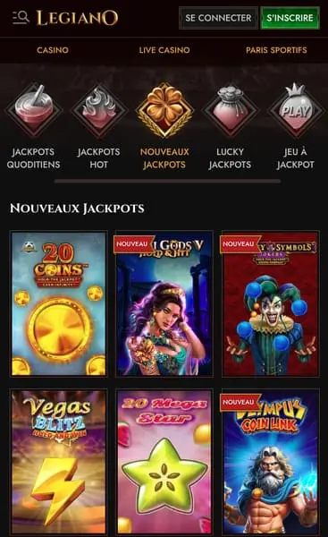 Jouer au casino Legiano sur mobile