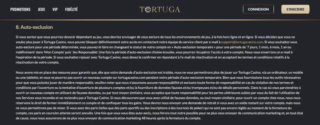 Auto-exclusion Tortuga