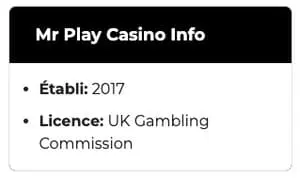 Mr Play Casino sous licence UKGC
