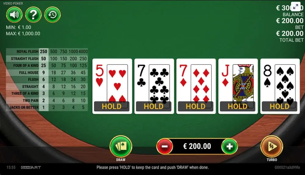 Jacks or Better (GameArt) - Video Poker