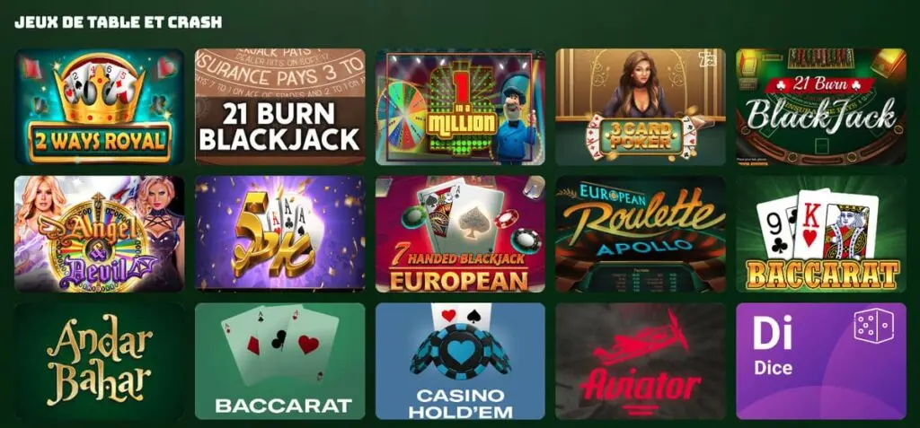 Les jeux de table de Sombrero Spins casino