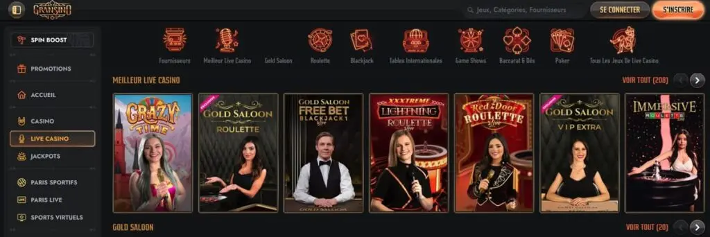 Live casino de Gransino