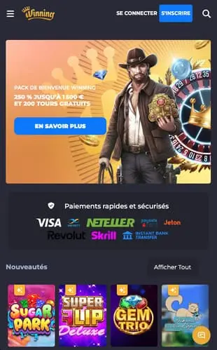 Jouer sur mobile à Winning casino