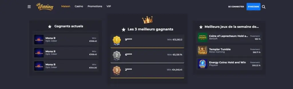 Les avis de joueurs sur le casino Winning