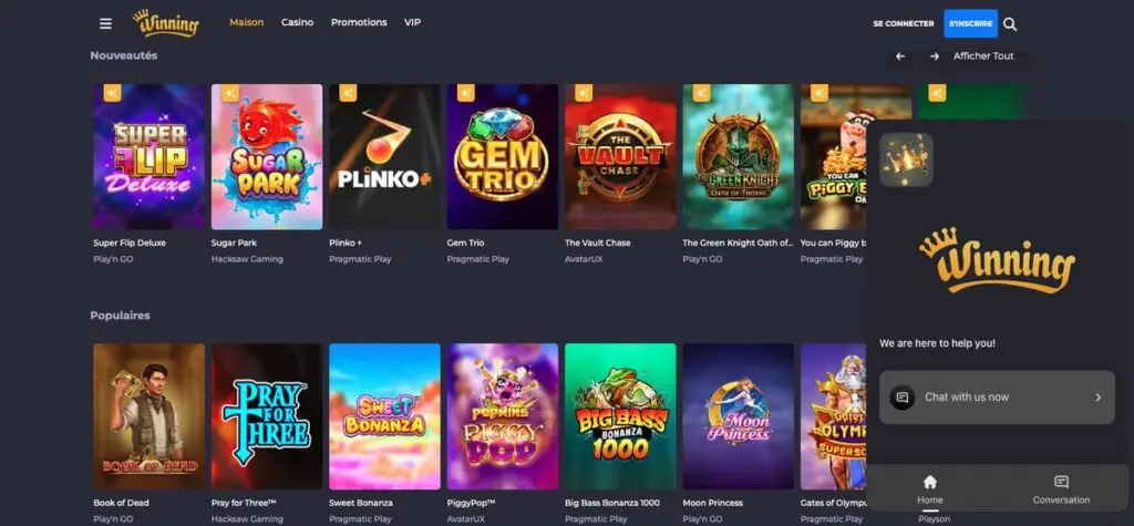Contacter le Chat due Winning casino