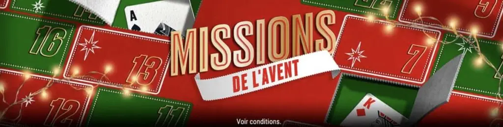 Tournois et missions de l'Avent PokerStars