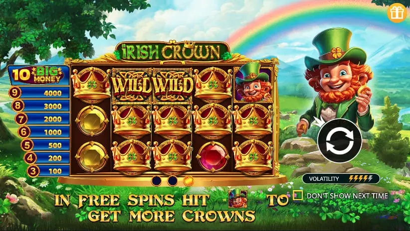 Irish Crown machine à sous thème et design