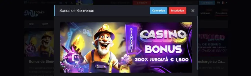 Bonus de bienvenue casino MyStake