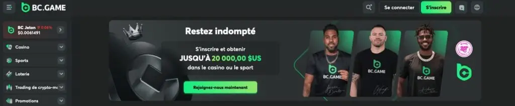 Bonus de bienvenue BC Game Casino