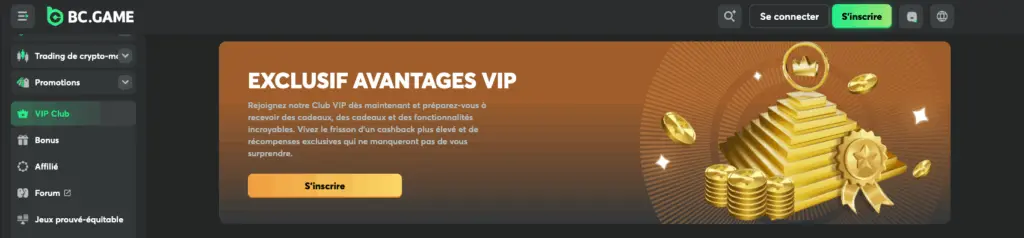 Les avantages du Club VIP BC Game