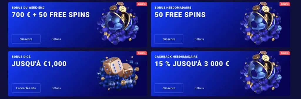 Less offres spéciales et promotions de Frumzi Casino